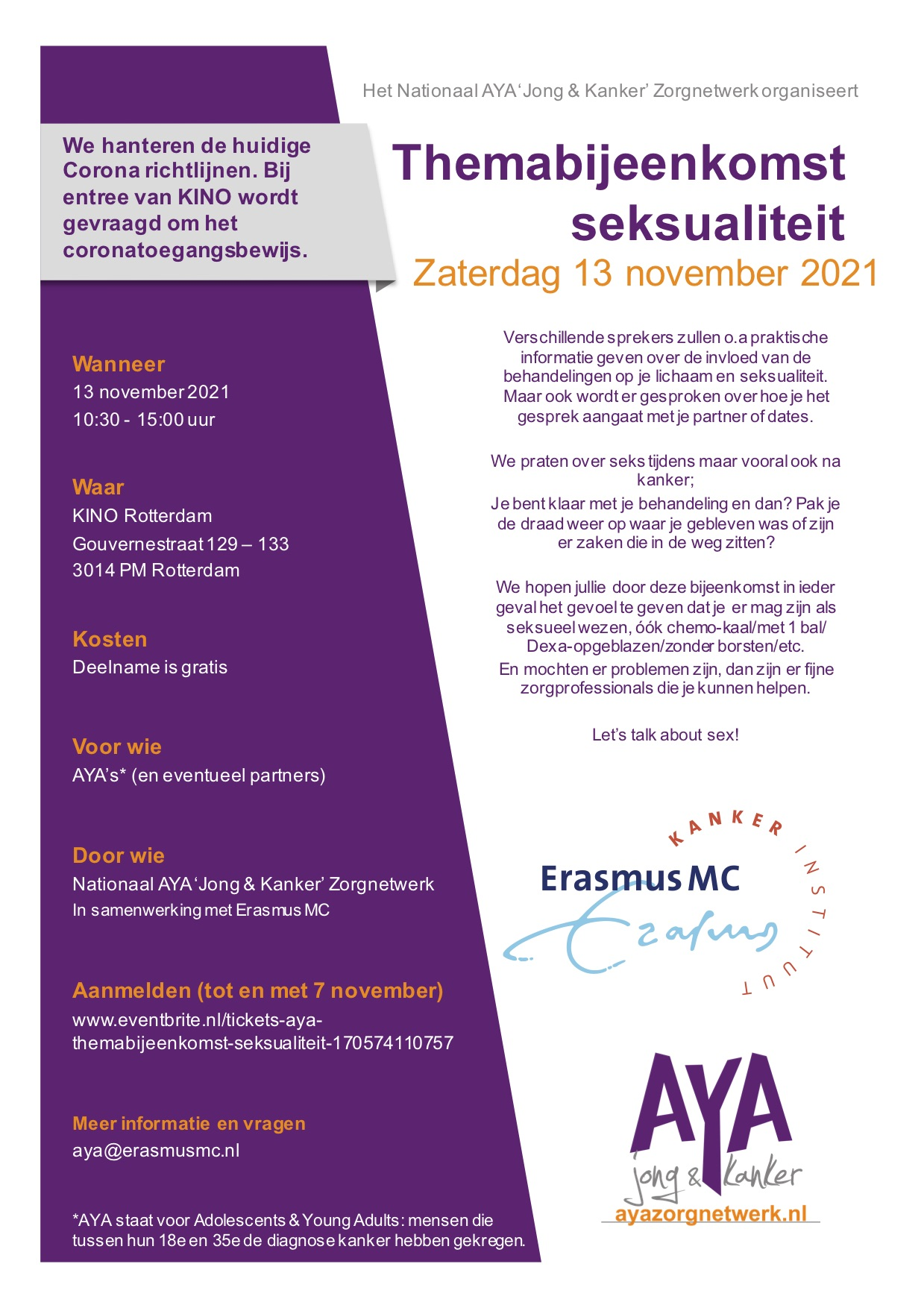 themabijeenkomst seksualiteit AYA